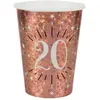 Image de Sachet de 10 Gobelets Ã¢ge Ã©tincelant mÃ©tal 20 ans Rose Gold
