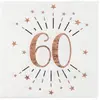 Image de Sachet de 10 Serviettes Ã¢ge Ã©tincelant mÃ©tal 60 ans Rose Gold