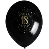 Image de Sachet de 8 ballons âge étincelant NOIR/or, 18 ans