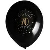 Image de Sachet de 8 ballons âge étincelant NOIR/or, 70 ans
