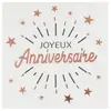 Image de Sachet 10 Serviettes Joyeux Anniversaire Etincelant mÃ©tal blanc/Rose Gold