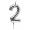 Image de Bougie ARGENT, chiffre 2 argent
