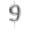 Image de Bougie ARGENT, chiffre 9 argent