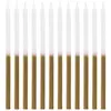 Image de Paquet de 12 grandes Bougies bicolores 12,5cm, blanc/Or