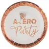 Image de Paquet de 10 Assiettes ApÃ©ro Party 22,5cm, Blanc/Rose Gold