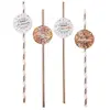 Image de Boite de 8 Pailles Joyeux Anniversaire Ã©tincelant Rose Gold