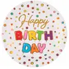 Image de Paquet 10 assiettes HAPPY BIRTHDAY ballon mÃ©tallisÃ©es multicolores