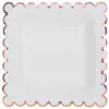 Image de Paquet de 10 Assiettes festonnÃ©es carrÃ© 18x18cm, blanc/Rose Gold