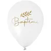 Image de Sachet de 6 ballons 30 cm Baptême, blanc/OR