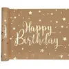 Image de Chemin de table coton HAPPY BIRTHDAY, Kraft/Or 3 mÃ¨tres