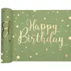 Image de Chemin de table coton HAPPY BIRTHDAY, Sauge/Or 3 mÃ¨tres
