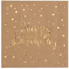 Image de Sachet de 20Petites serviettes Happy Birthday mÃ©tal, Kraft/Or