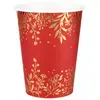 Image de Lot de 10 Gobelets NoÃ«l Feuilles d'hiver 25cl, Rouge