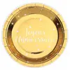 Image de Paquet de 10 Petites Assiettes Joyeux Anniversaire, OR brillant 17,5cm