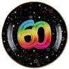 Image de Paquet de 6 Assiettes Anniversaire Festicolor, 60 ans