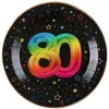 Image de Paquet de 6 Assiettes Anniversaire Festicolor, 80 ans