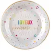 Image de Paquet de 6 Petites Assiettes Anniversaire Festicolor, multi/BLANC 17,,5cm