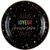 Image de Assiette Anniversaire Festicolor - Noir