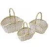 Image de Lot 3 Grands Paniers Ovales en osier 20cm, 25cm et 31cm, Blanc/NATUREL