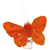 Image de Sachet 4 Mini-Papillons STRASS sur pincette 3,5cm Orange