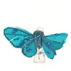 Image de Sachet 4 Mini-Papillons STRASS sur pincette 3,5cm Turquoise