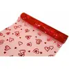 Image de Chemin de table organza ROUGE & Coeurs rouges brillants