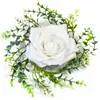 Image de Centre de table rose/feuillage artificiels 18cm, BLANC