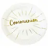 Image de Paquet de 6 Assiettes Communion en carton 23cm, Blanc/Or