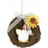 Image de Nid avec poule résine et ruban, 10cm  