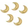 Image de Sachet 5 Confettis Croissants de Lune adhésifs en résine pailletée 3cm Or