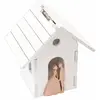 Image de Petite Boite Maison des mariés 7,7cm en bois blanc/Rose Gold