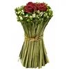Image de Déco Bouquet vertical Fleurs et Roses liées 11cm, ROUGE