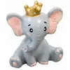 Image de Eléphant avec couronne dorée en résine 5,5cm