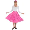 Image de Jupe longue Ã  pois blancs 60's + Bandeau, Rose