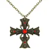 Image de Collier Vampire en croix pierres rouges
