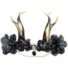 Image de Coiffe gothique noire avec cornes, tÃªte de mort et mÃ©daillon