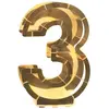 Image de Structure 63,5cm en carton/film pour ballons, Chiffre 3 Or