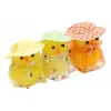 Image de Lot de 3 Poussins jaunes avec chapeau et ciré tulle fleuri 5,5cm