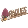 Image de Centre de table PÃ¢ques en bois 30cm avec oeuf velours Vieux Rose