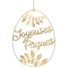 Image de Oeuf métal doré Joyeuses Pâques à suspendre 40cm