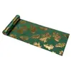 Image de Chemin de table velours VERT FoncÃ© avec Feuilles d'Automne Or mÃ©tallisÃ© 3m