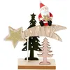 Image de Centre de table Etoiles filantes en bois avec PÃ¨re NoÃ«l rÃ©sine et leds 15cm