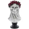 Image de Grand Buste TÃªte de Mort voilÃ©e avec couronne fleurie 35,5cm