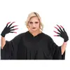 Image de Gants Halloween noires avec ongles Rouges pailletÃ©s