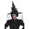 Image de Chapeau SorciÃ¨re avec roses plumes et voile luxe, Noir
