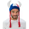 Image de Casque gaulois Supporter Bleu/Blanc/Rouge avec tresses