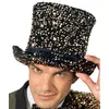 Image de Chapeau haut de forme 19cm en velours noir et sequins Bronze