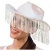 Image de Chapeau cowgirl irisÃ© avec franges, Blanc