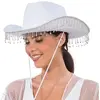Image de Chapeau cowgirl avec pendentifs strass, Blanc