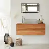 Image de Berah Getah   Meuble Sous Vasque En Teck Massif 115 Cm   2 Tiroirs   Anti Humidité   Style Naturel Pour Salle De Bain Moderne